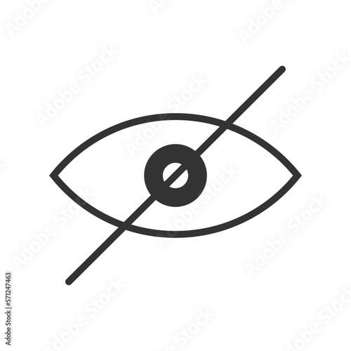 Crossed out eye icon. Sensitive content symbol isolated on white background. Warning censorship sign hiding image or video with scenes of violence or nudity