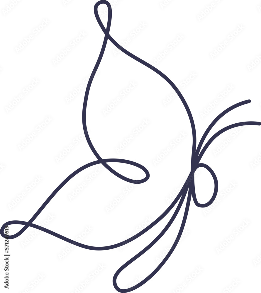 Obraz premium Butterfly in line art Contemporary insect abstract drawing
