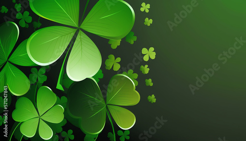 St. Patrick's Day, Green background with Shamrock leaves, Generative ai