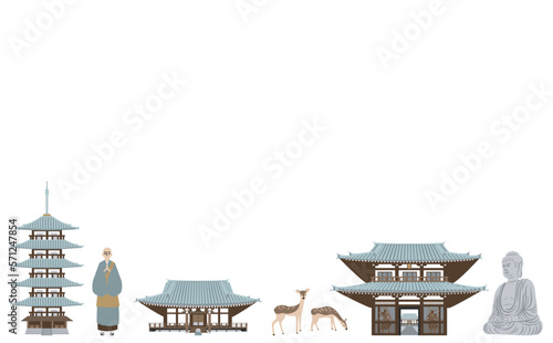 お寺イラストライン　アウトラインなし