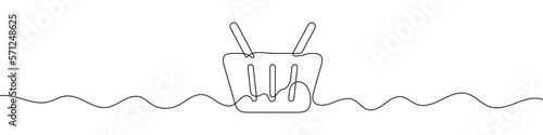 Single continuous line drawing of a shopping cart. One continuous line of a shopping basket icon. Vector illustration