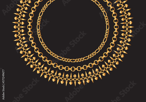 Set of gold necklace illustration, vector design