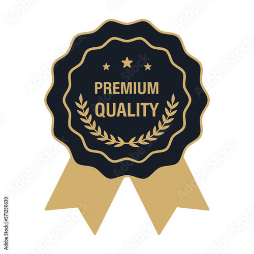 Luxurious golden labels, stickers and badges of premium quality collection. Vector illustration