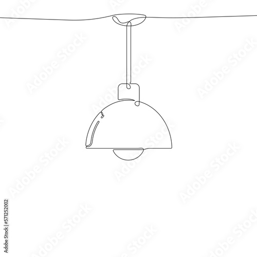 Continuous one line drawing of chandelier. One line drawing of hanging lamp. Vector illustration. Line art of pendant lamp