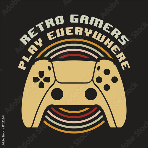 Custom retro vintage Gaming Tshirt design template photo