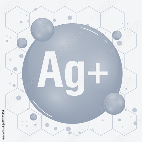 Silver, Ag ions antibacterial protection icon. Argentum ions acting icon. Antibacterial properties of Ag molecule. Vector illustration