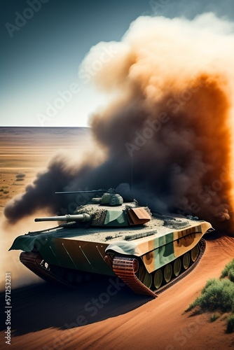 Kampfpanzer im Kriegsgebiet