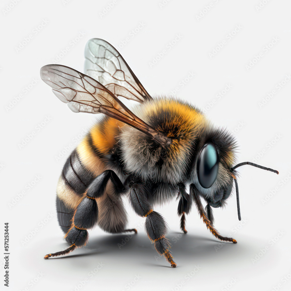 Bee isolated on white background. Generative AI Bee isolated on white background. Generative AI