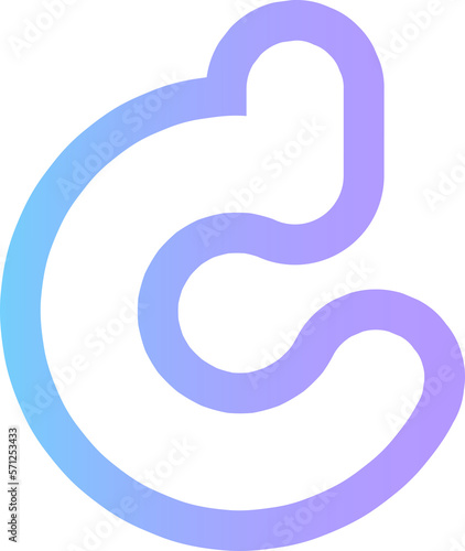 cute hands draw alphabet letter outline in gradient blue and purple