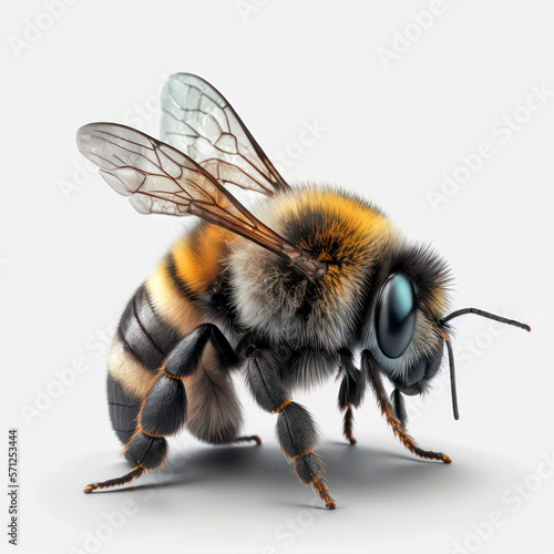Bee isolated on white background. Generative AI