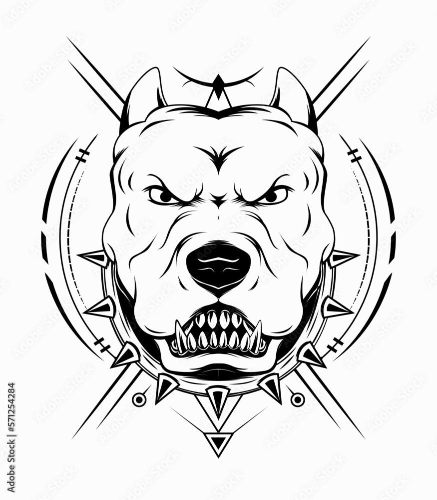 The bull dog logo black and white style
