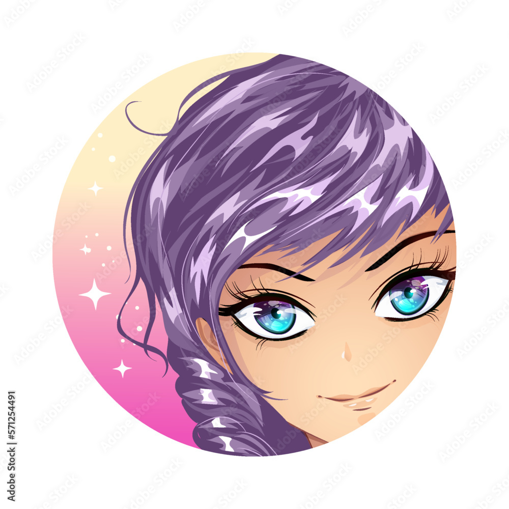 Cute anime girl portrait. Anime style hand drawn vector illustration. Cute anime girl portrait. Anime style hand drawn vector illustration.