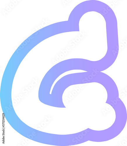 cute hands draw alphabet letter outline in gradient blue and purple