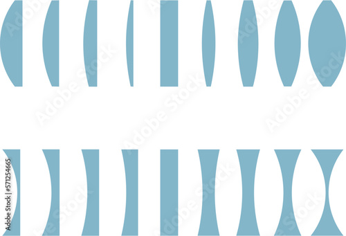 optical lenses concave and convex. isolated vector