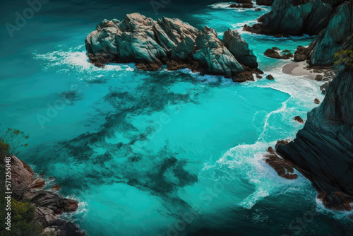 Island, turquoise water, generative ai