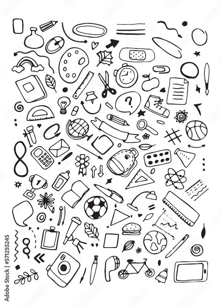 Back to school vector set of bright elements. Educational clipart. School supplies. Cute flat style classroom objects. Ready for school stuff. Back to school. Vector illustration Back to school vector set of bright elements. Educational clipart. School supplies. Cute flat style classroom objects. Ready for school stuff. Back to school. Vector illustration