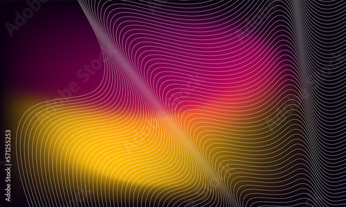 Wavy lines on gradient background. Flow shape backdrop. 