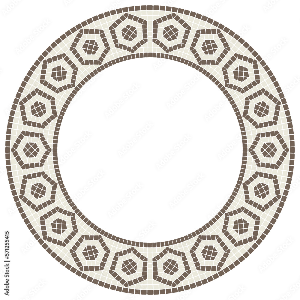 Ancient mosaic frame. Decorative antique stone ornament. Ancient mosaic frame. Decorative antique stone ornament.