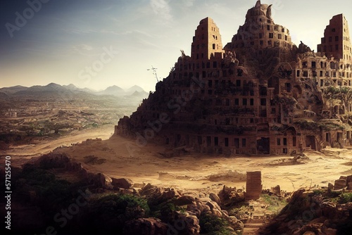 Foto Ancient Babel tower. Generative AI