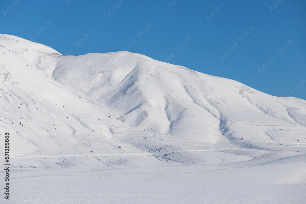 Winter landscape around Castelluccio di Norcia, Italy