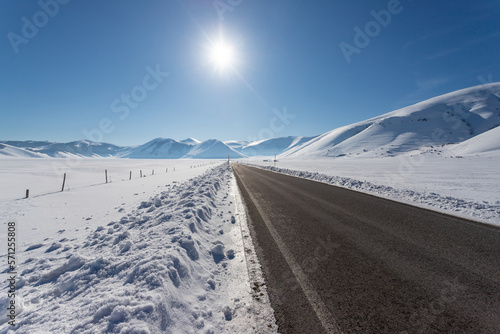 Winter landscape around Castelluccio di Norcia, Italy