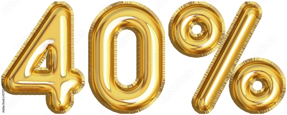 Golden balloon 40 Percent off Discount label Golden balloon 40 Percent off Discount label