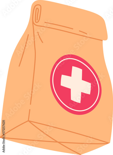 Medicines in paper packaging delivery flat icon