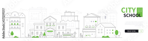 City school - modern thin line design style vector banner