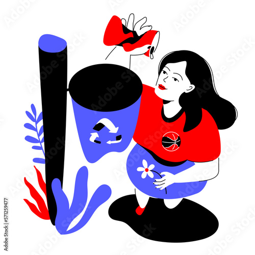 Waste sorting basket - colorful flat design style illustration