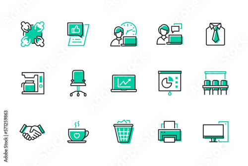 Office work - modern line design style icons set