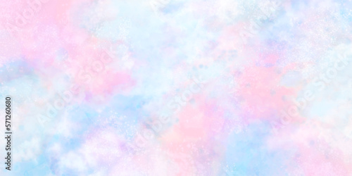 ピンクと水色の淡いグラデーションが美しい抽象画  水彩イラストレーション背景