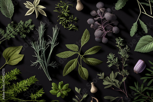 Background of provencal herbs. Generative AI.