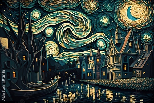 "A Nostalgic Journey through the Fairytale City under the Starry Night"