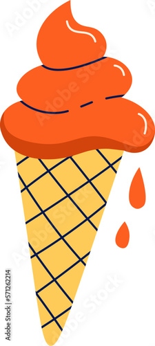 Tasty cherry ice cream flat icon Sweet dessert