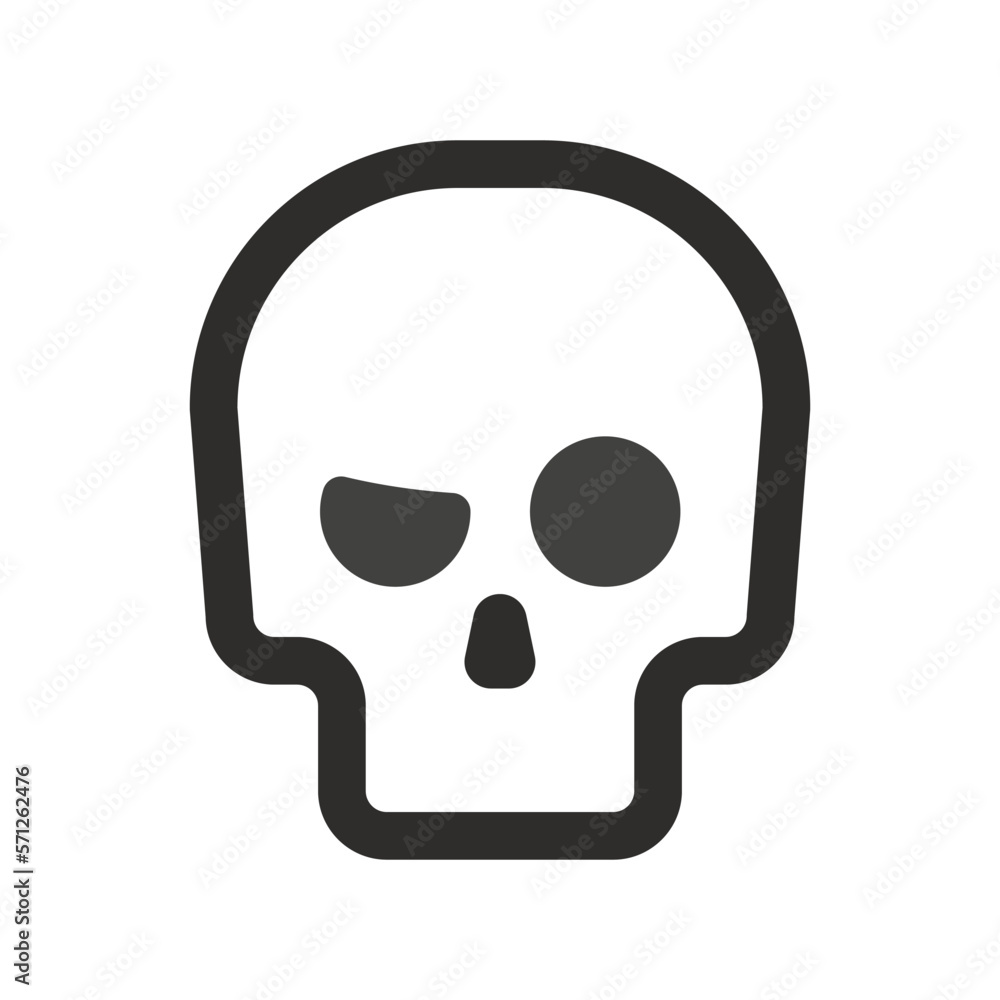 Skull vector icon. Style is flat rounded symbol, rounded angles, white background. Skull vector icon. Style is flat rounded symbol, rounded angles, white background.