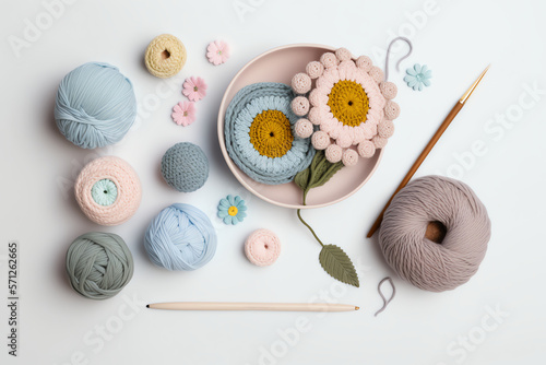 knitting art children pastel color flower