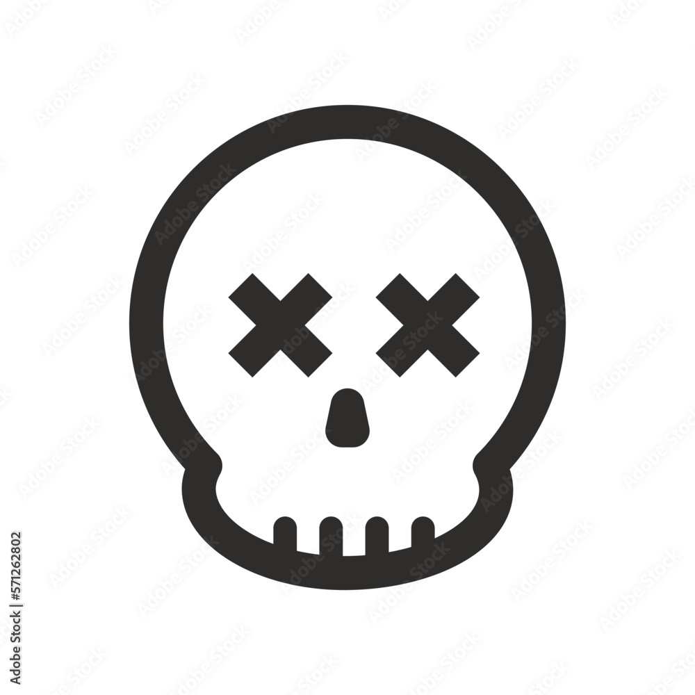 Skull vector icon. Style is flat rounded symbol, rounded angles, white background. Skull vector icon. Style is flat rounded symbol, rounded angles, white background.