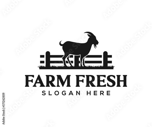 Goat farm field vector icon logo design. Animal farm logo. Goat logo design inspiration