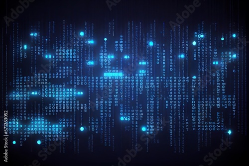 Binary code pattern. Abstract blue background.Futuristic Particles for business,Science and technology background. image created with. Generative AI