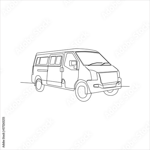 continuous line art of camper van car