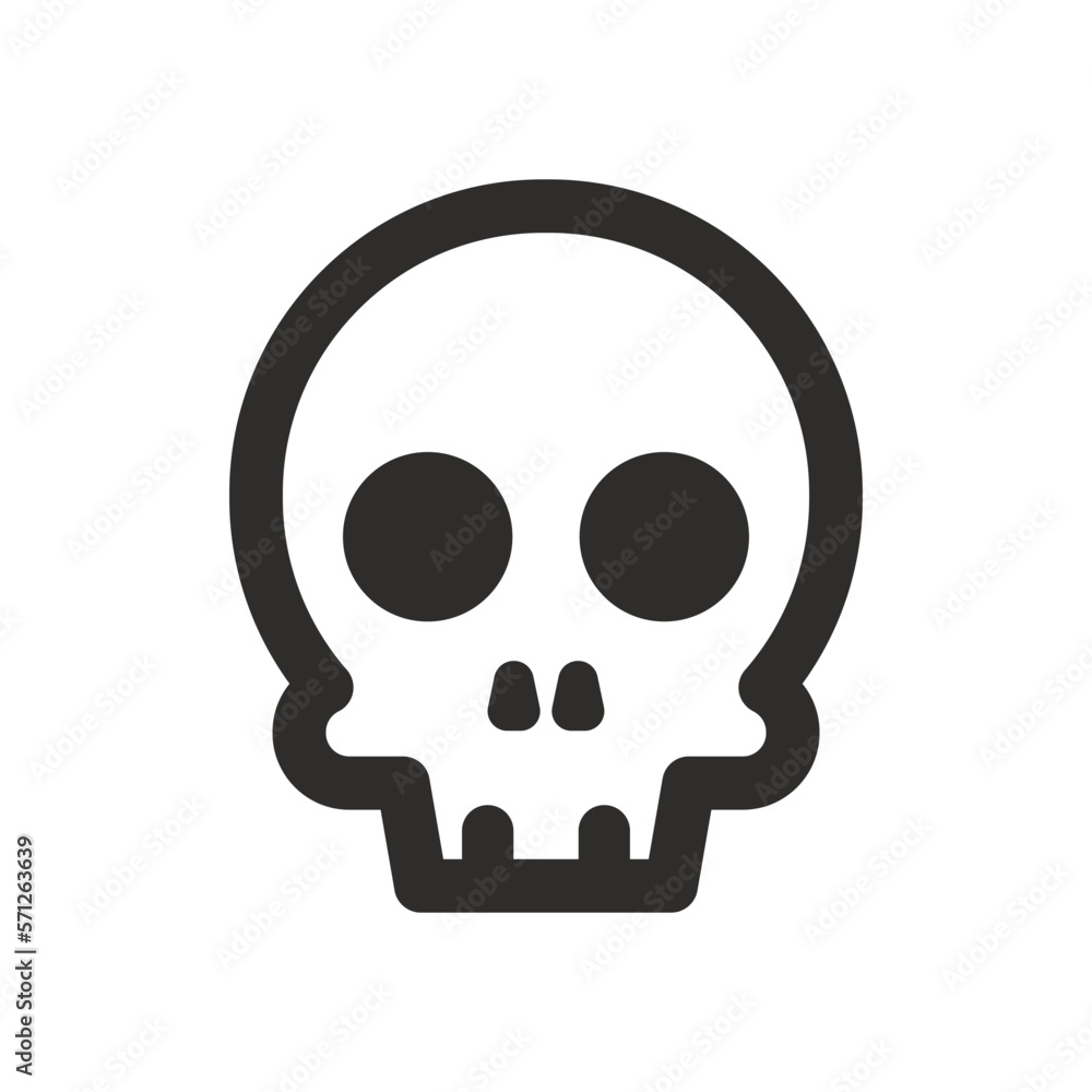 Skull vector icon. Style is flat rounded symbol, rounded angles, white background. Illustration Vector EPS