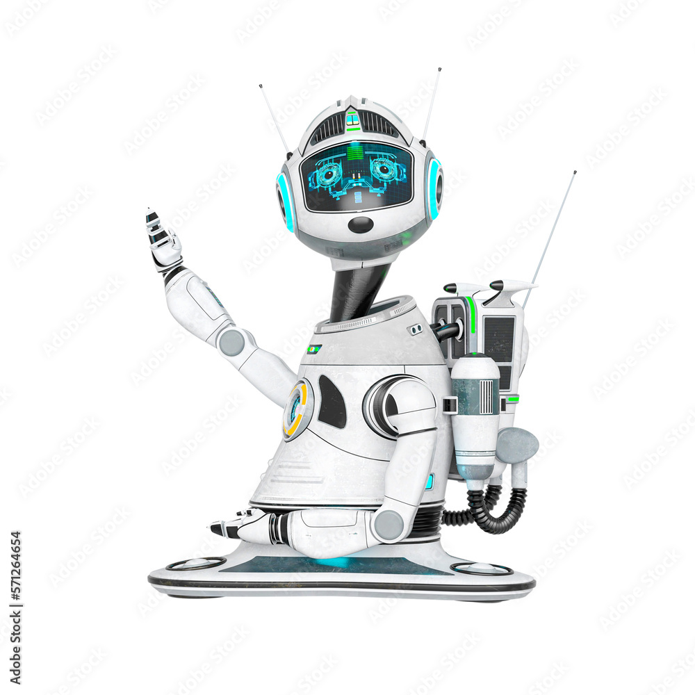 Naklejka premium bot robot is waving hello or good bye