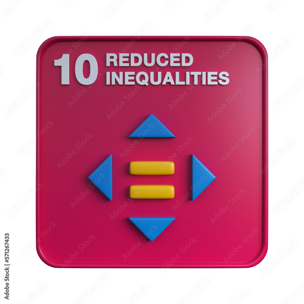 3D render of Sustainable Development Goals icon 10 Reduced Inequalities. SDG 3D render of Sustainable Development Goals icon 10 Reduced Inequalities. SDG