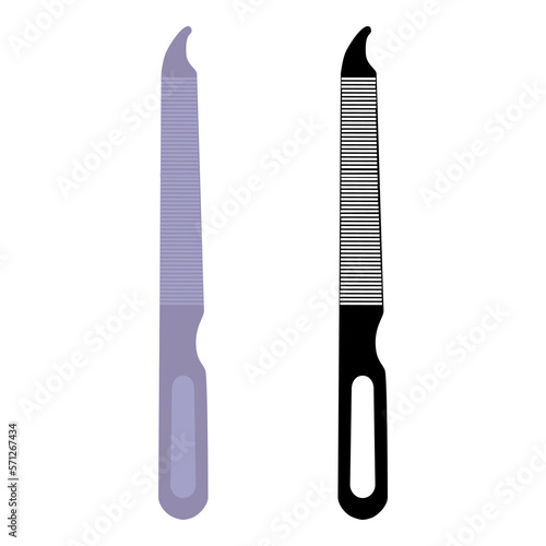 Metal nail file. Manicure and pedicure tool, vector illustration.