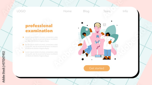 Endocrinologist web banner or landing page. Thyroid gland