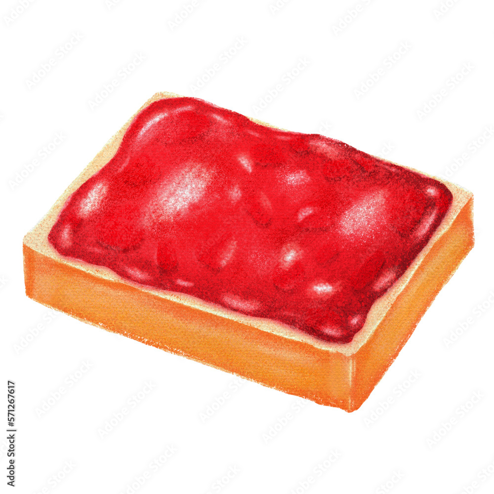 Sliced bread with strawberry jam sweet dessert crayon art Sliced bread with strawberry jam sweet dessert crayon art