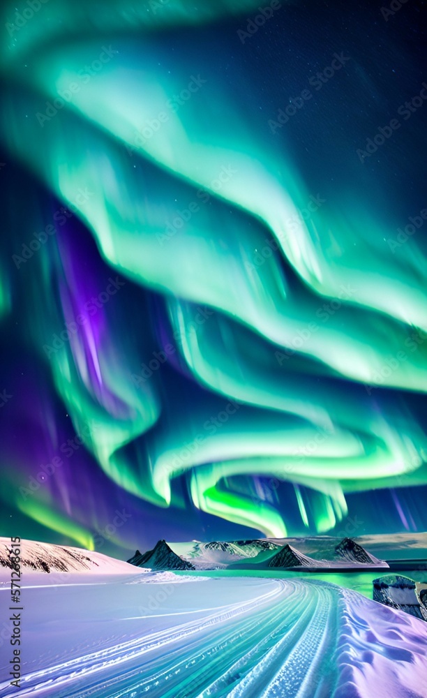 Northern Lights over an Arctic Landscape