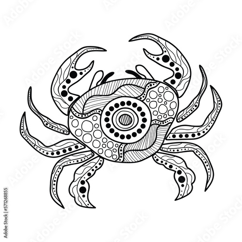 Crab drawing in aboriginal art style - Vector illustration