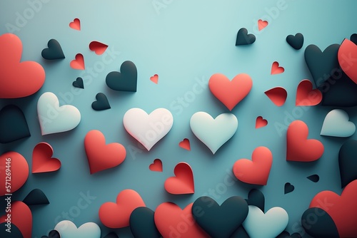 Heart Background, hearts of different shapes and colors for a greeting card or wallpaper