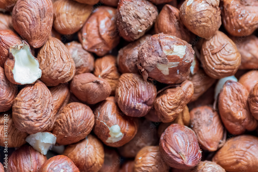 Close up of Hazelnut kernels - Food Frame Background, macro detailed close up. Close up of Hazelnut kernels - Food Frame Background, macro detailed close up.